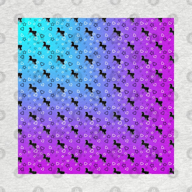 Black Unicorn Pattern (Blue & Pink) by BlakCircleGirl